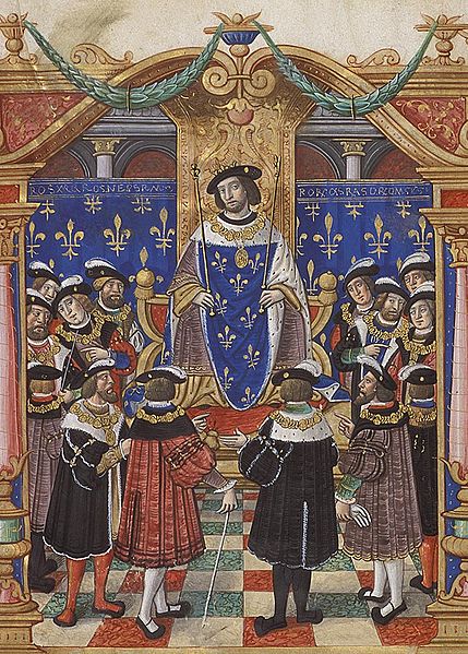 King Louis XI of France surrounded by the Knights of the Order of St. Michael