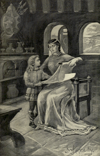 Queen Osburga reads for her son Alfred, Source=Marion Florence Lansing: ''Barbarian and Noble''