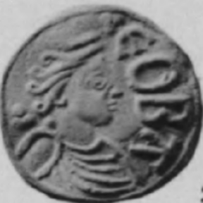 Coin with the image of Cynethryth, Queen of the Mercians