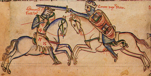Edmund Ironside fights King Canute at the Battle of Assandun on October 18, 1016 (Image in the public domain)