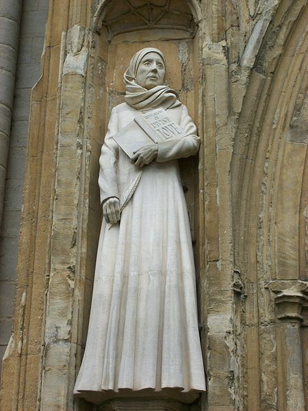 Statue of Julian of Norwich outside Norwich Cathedral