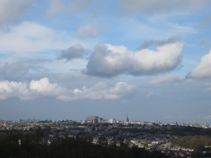 View of Edinburgh from the roof of Craigmillar Castle (Photo by the author)